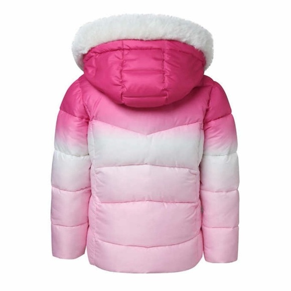 Pink Ombré Snozu Girls Hooded Puffer Jacket - Picture 4 of 6